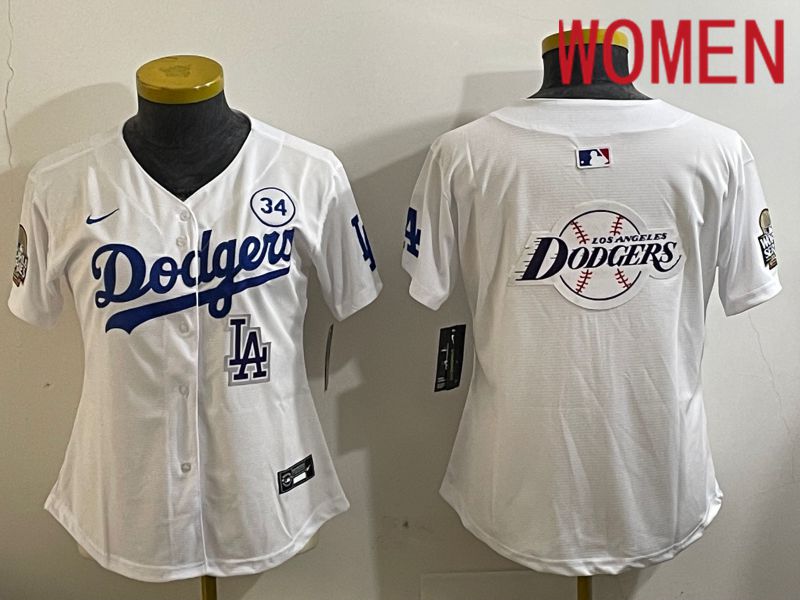 Women Los Angeles Dodgers Blank White Game 2024 Nike MLB Jersey style 11219